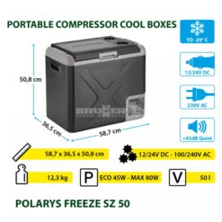 Frigo Congelatore Portatile Brunner Polarys Freeze SZ 50 -Brunner Negozio frigo congelatore portatile brunner polarys freeze sz 50 bivalente compressione 18